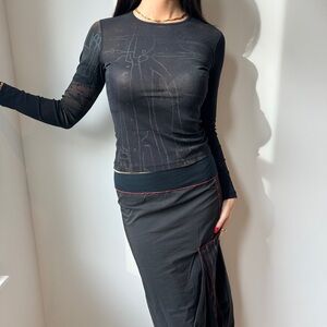 Rare Vintage Cop Copine Drawn Man Mesh Top Y2K